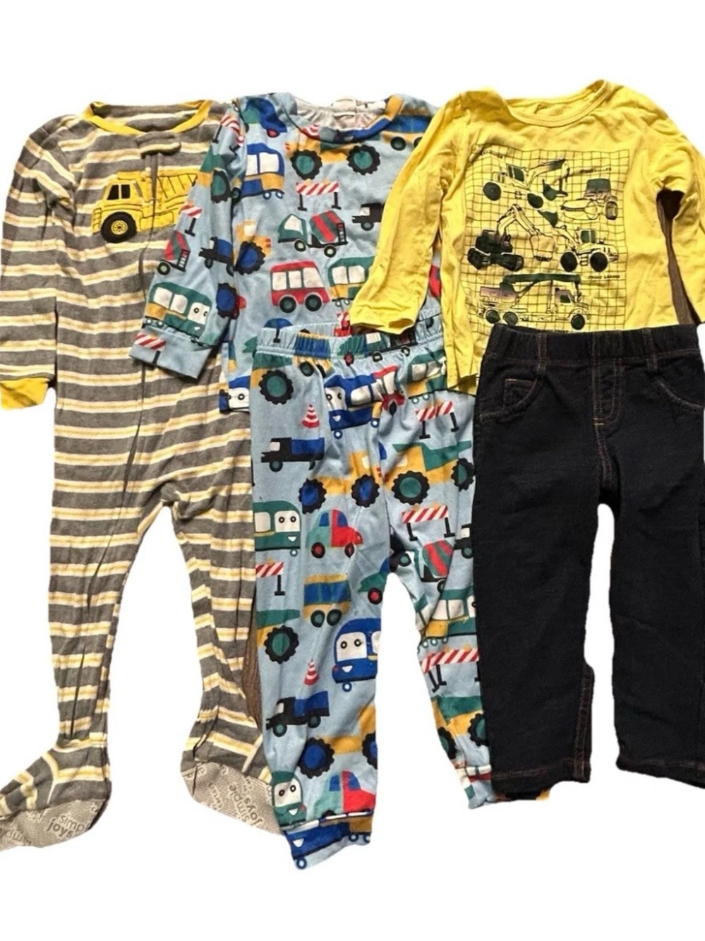 Toddler Boy Clothing Footie Pajamas Set Construction Shirt Pants Size 24 Months